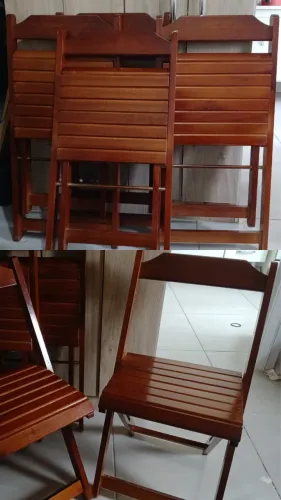 Conjunto com 4 Cadeiras Dobráveis de Madeira Maciça