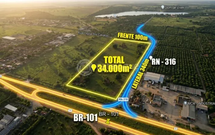 Excelente Área Comercial/Logística de 34.000 m² à Venda na BR-101 - São José de Mipibu/RN