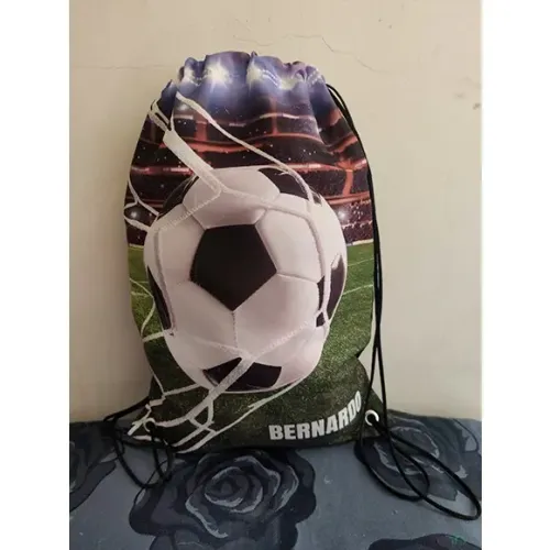 Kit c/ 10 Mochilas tipo saco Sacochila Personalizada tema Futebol 25x35cm