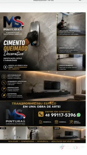 Cimento queimado piso e parede 