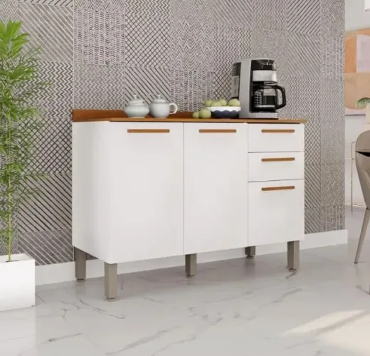 Balcão duas portas e 3 gavetas 120 cm new Valência novo a pronta entrega 