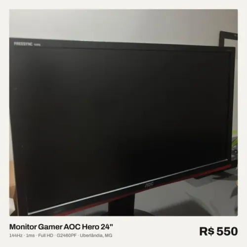 Monitor Gamer AOC Hero 24" 144Hz 1ms Full HD G2460PF