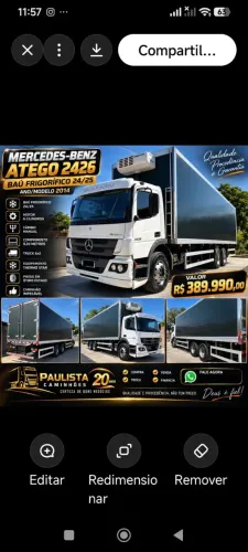 MB ATEGO 2426, ANO 2014 ,BAÚ REFRIGERADO CAMINHÃO IMPÉCAVEL