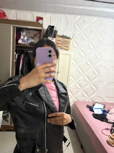 Jaqueta de couro feminina P