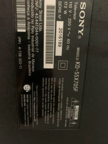 TV Sony 55" KD-55X705F para peças