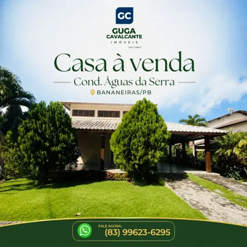 CONDOMÍNIO ÁGUAS DA SERRA BANANEIRAS/PB. Casa à venda com 3 suítes climatizadas