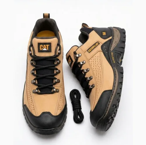 Bota Tênis Masculino Trilha Couro Nobuck Solado Costurado Caterpillar Adventure Promoção 