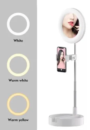 Espelho Luz Led Ring Light Mesa Maquiagem Portátil Celular regulável 