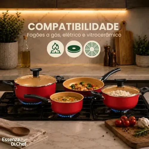 Conjunto Panelas Antiaderente 10 Peças Teflon
