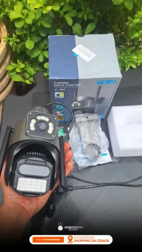Câmera de Segurança Wi-Fi 360° Externa Aprova D'água Dupla- Via APP Celular