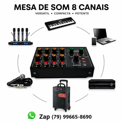 Mesa de Som 8 Canais