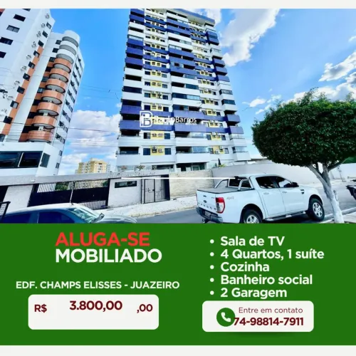 LUGA-SE APARTAMENTO MOBILIADO EDIFÍCIO CHAMPS ELYSSES JUAZEIRO/BA