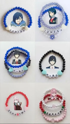 Pulseiras Darling in the Franxx (Zero Two,Hiro,Ichigo) LEIA A DESCRIÇÃO 
