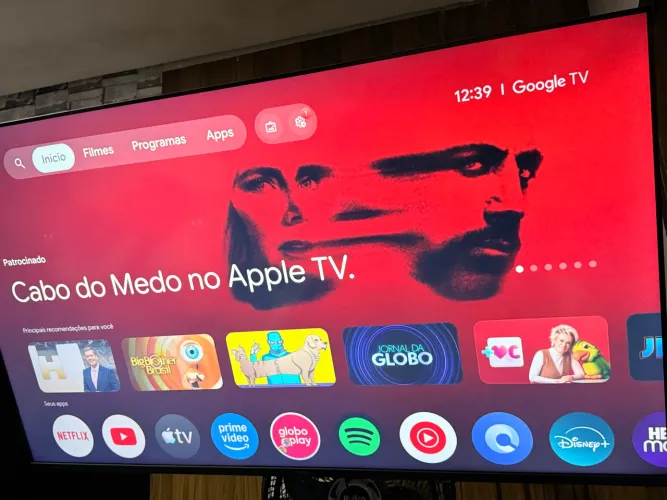 TV 65 polegadas Ambilight 4K, Philips, Google inteligente, controlo por voz no controle
