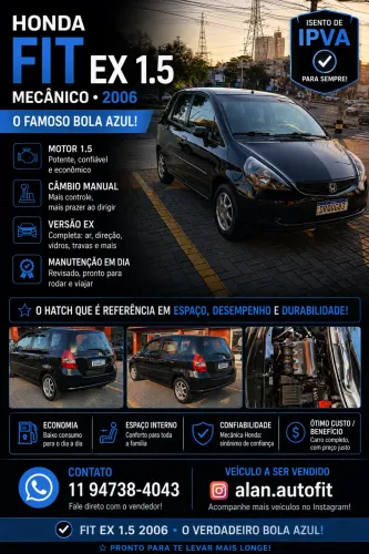 Honda Fit EX/ S 1.5/ EX 1.5 Flex 16V 5P Mec. 2006