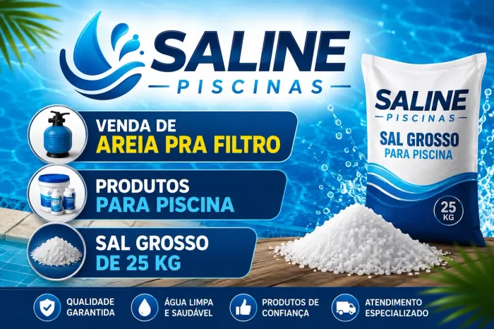 Sal grosso e produtos para piscina