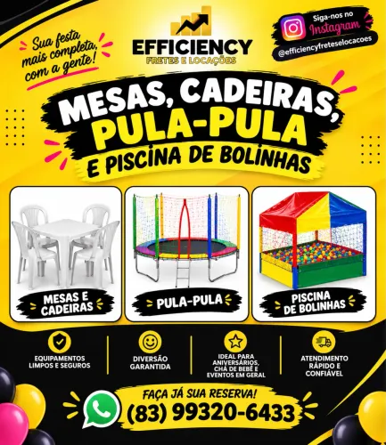 Locação / Aluguel Mesas, Cadeiras, Toalhas, Pula Pula e Piscina de bolinhas 