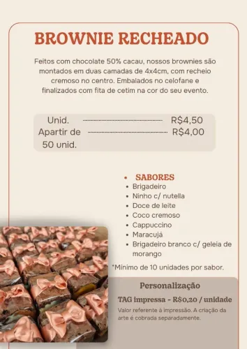 Brownie Recheado 4x4 para Festa | Lembrancinha Personalizada