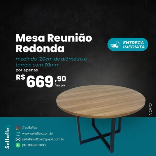 Mesa de reunião redonda 1,20