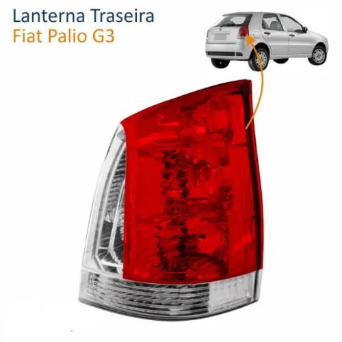 Lanterna Traseira Luz Cristal Fiat Pálio Hatch ano 2007 até 2011 Unidade Sem Circuito