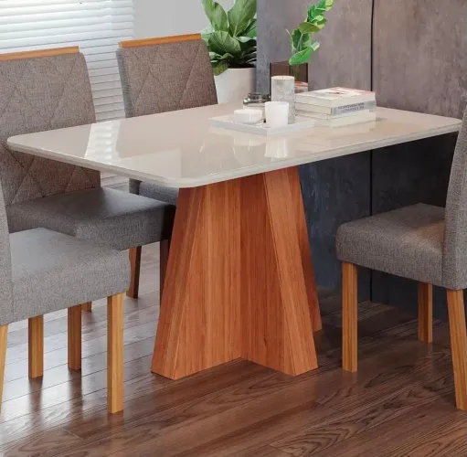 Oferta relâmpago Sala De Jantar Maitê 130 Cm Com 4 Cadeiras Fernanda Wood Wt