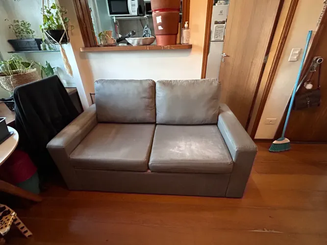Sofá-cama sob medida em linho impermeabilizado