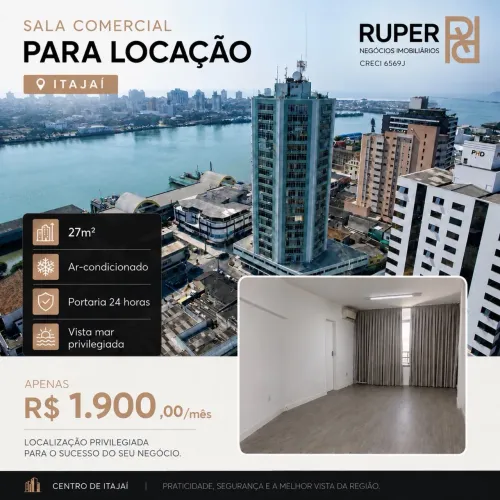 Sala comercial com vista mar