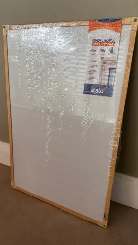 Lousa / Quadra Branco 90x60cm com borda em mdf Stalo - NOVO