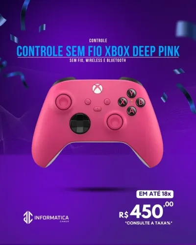 CONTROLE SEM FIO XBOX DEEP PINK