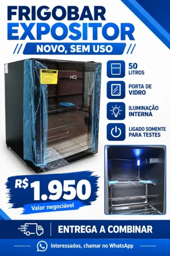 ? **Frigobar Expositor de Bebidas 50 Litros - Zero, Novo, Sem Uso! ?**