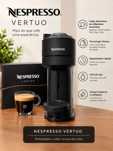 Cafetera Nespresso Vertuo Next Preto Fósforo, usada, 220v. <br><br>R$ 490