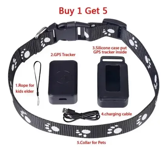 Rastreador GPS para Pets P03 com Coleira - Funciona com Chip