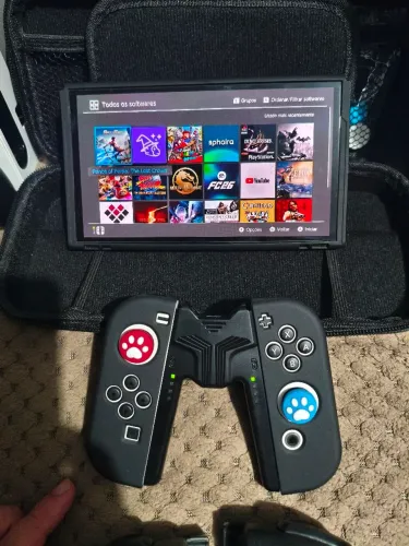 Nintendo Switch OLED Desbloqueado 256gb + Controle Hori Adicional+ Capa protetora + Case 