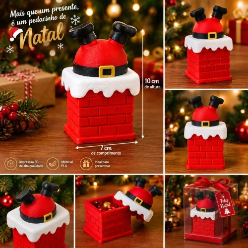 Caixinha Presenteável Chaminé do Papai Noel - Decoração Natalina em Impressão 3D