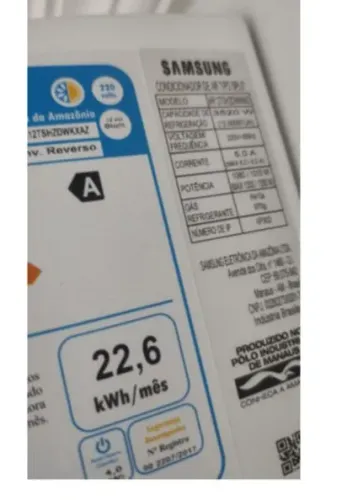 Ar condicionado Sansung 12000 inverter Q/F<br><br>Sansung 12000<br><br>BTus, Inverter,<br><br>Quente/frio
