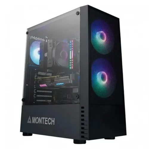 Gabinete Gamer Montech X2 MESH, Mid Tower, Vidro Temperado, Black, ATX, Sem Fonte
