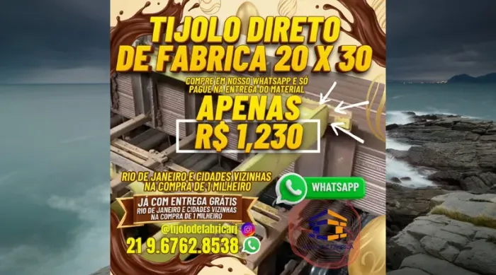 tijolo 10 furos 20x30 produção própria 