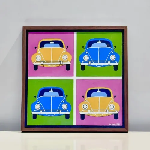Quadro Pop Arte Homenagem ao Fusca, Acrílico sob Tela