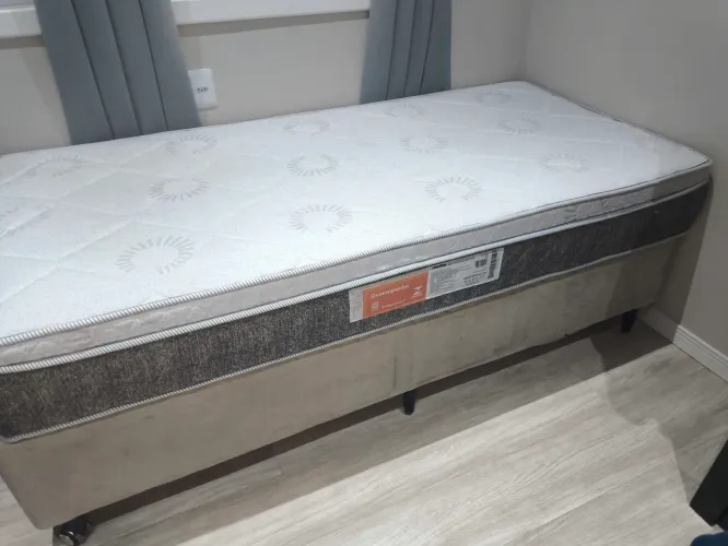 CAMA BOX SOLTEIRO - BASE+COLCHÃO MOLAS ENSACADAS