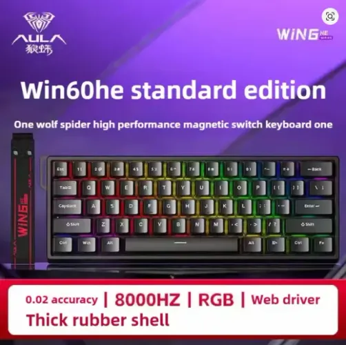 Teclado Gamer AULA WIN60 HE Magnético Hall Effect 60% USB