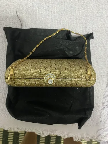 Bolsa de festa dourada de mão e ombro 