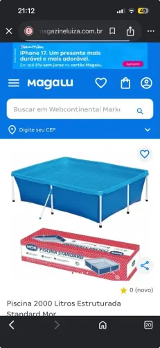 Piscina MOR Estruturada 2.000 Litros - Nova, Nunca Usada