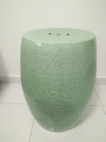 GARDEN SEAT IMPORTADO PORCELANA VERDE TIFFANY D28CM X A40CM