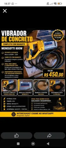Vendo vibrador de concreto
