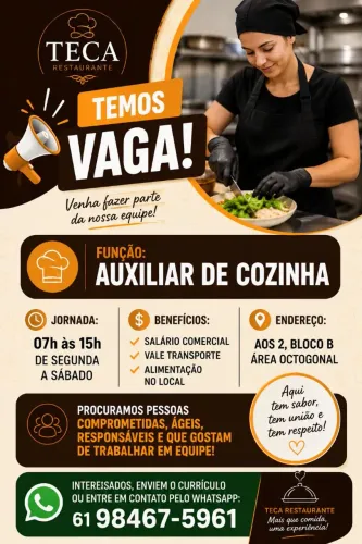 Vaga de auxiliar de cozinha