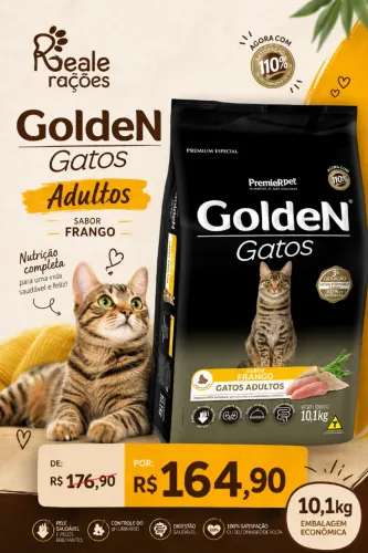 Ração Golden Gatos Adultos 10,1kg Frango + Entrega Grátis 