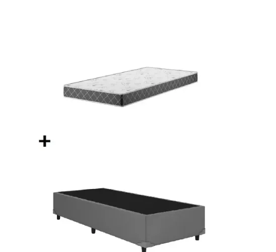 CAMA CORINO CINZA ALTO NÍVEL + COLCHÃO D20 ORTHOSIDE