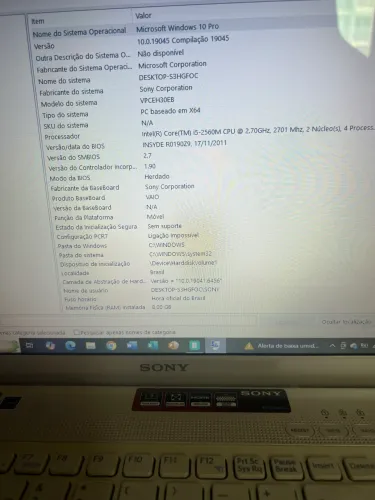 Notebook Sony vaio