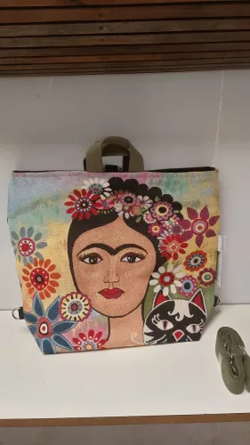 Bolsa tote Grande da artista mexicana Frida Kahlo Importada - medidas 36 x 42 x12 cm
