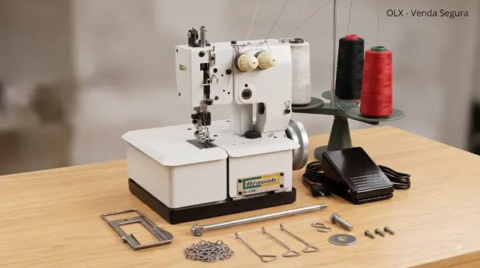 Máquina de Costura Galoneira Semi-Industrial Bracob BC 2600 - Completa e em Ótimo Estado